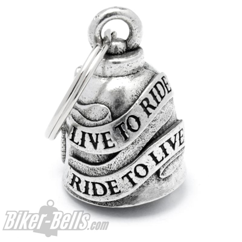 Live To Ride Biker-Bell mit Motorrad Chopper Glücksbringer Glocke Ride Bell Geschenk